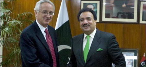 رحمان ملک سے امریکی سفیر کیمرون منٹر کی ملاقات