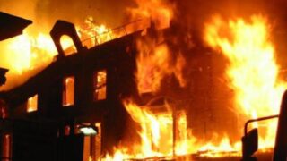 Burning building