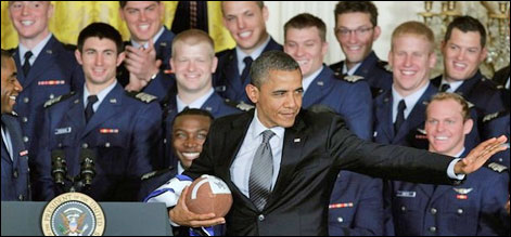 صدر براک اوبامہ کا فٹبال لیگ کی چیمپئن ٹیم کو استقبالیہ