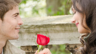 romantic couple with rose