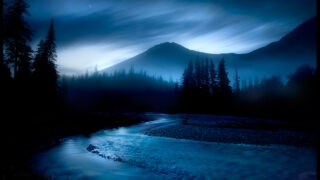 blue river night