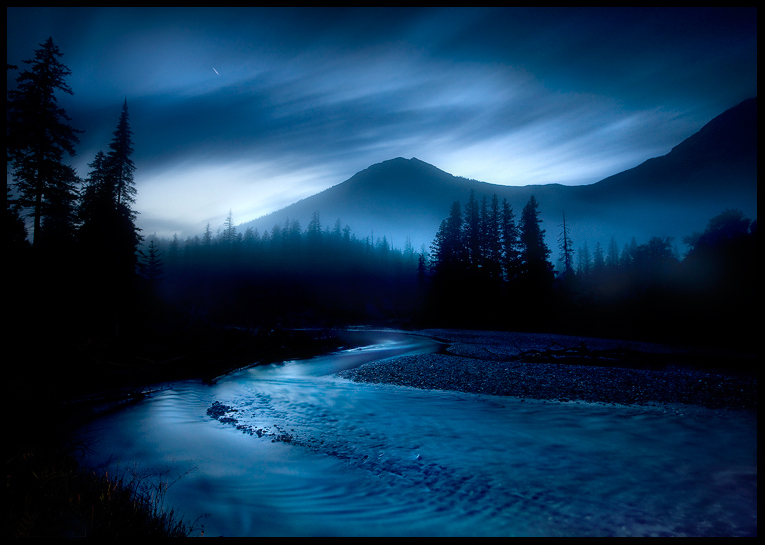 blue river night