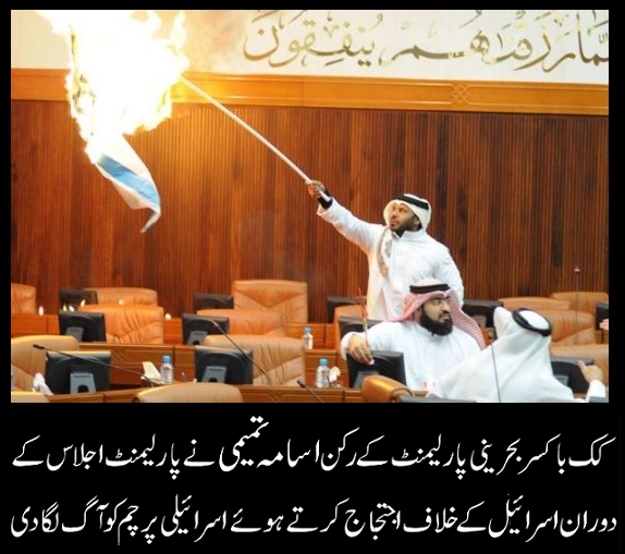 اسامہ تمیمی کا اسرائیلی پرچم کو آگ لگا کر غزہ میں فلسطینیوں کے لیے ان کی حمایت کا اظہار