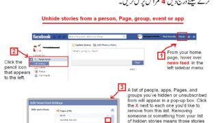 Unhide stories from a person, Page, group, event or app