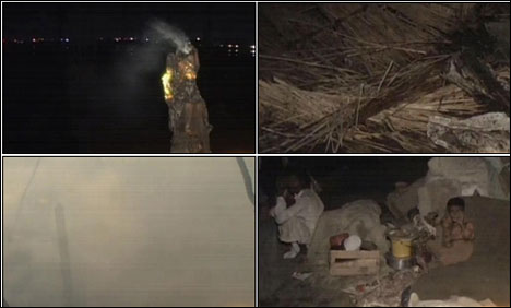 حیدرآباد : قاسم آباد میں آگ لگنے سے درجنوں جھونپڑیاں جل گئیں