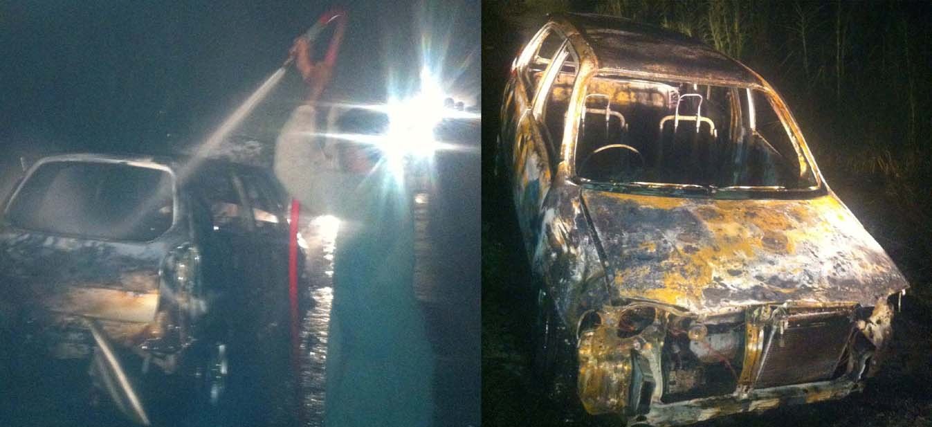 بھمبر : شارٹ سرکٹ سے جلنے والی کار جبکہ دوسری طرف ریسکیو 1122 آگ بجھانے میں مصروف