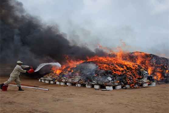 خیبر ایجنسی : ایف سی نے 8 ارب روپے کی منشیات تلف کر دیں