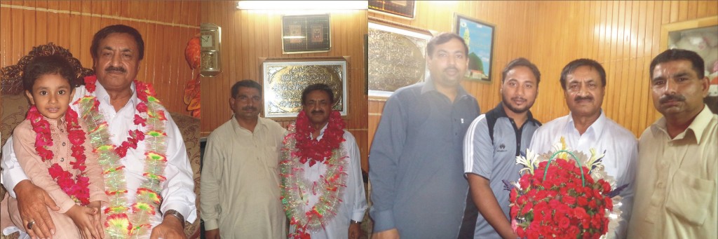 گجرات: عمرہ کی سعادت حاصل کرنے پر حکیم سید مسعود مشھدی، چوھدری فیصل، صھیب سرور، رانا ملازم حسین، محمد عثمان و دیگر مبارک باد پیش کر رھے ھیں