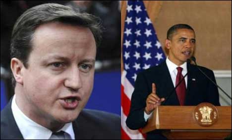 اوباما کا ڈیوڈ کیمرون کو فون، شام کیخلاف کارروائی کے آپشن پر بات چیت