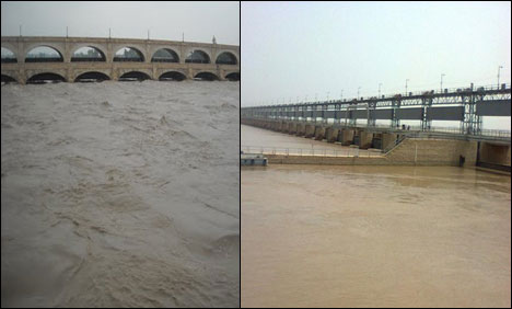 سکھر اور کوٹری بیراجوں پر پانی کی سطح میں اضافہ، کچے کا وسیع علاقہ زیرآب