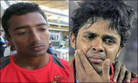 اسپاٹ فکسنگ کا الزام ثابت، سری سانتھ، انکیت چوون پر تاحیات پابندی