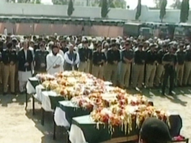 بڈھ بیر میں فائرنگ سے جاں بحق ہونیوالے پولیس اہلکاروں کی نماز جنازہ ادا