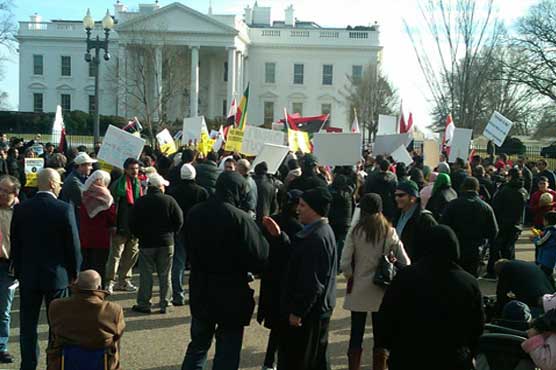 عراق میں امریکی مداخلت کیخلاف وائٹ ہائوس کے باہر مظاہرین کا احتجاج