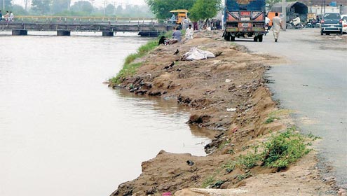 نہر لوئر جہلم کے پشتے خستہ حالی کا شکار، زمینی کٹائو بڑھنے لگا