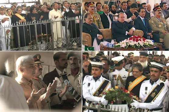 ایوان صدر میں پروقار تقریب، شہباز شریف کی مزار اقبال، قائم علی شاہ کی مزار قائد پر حاضری