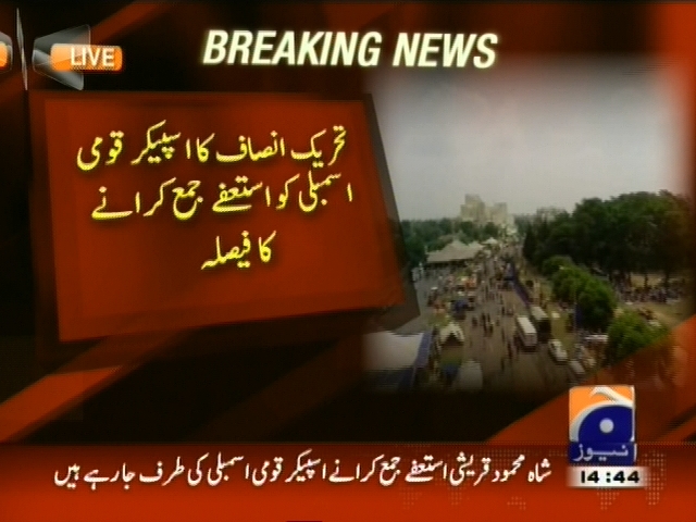 تحریک انصاف کا اسپیکر قومی  اسمبلی  کو استعفے جمع کرانے کا فیصلہ