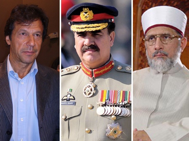 آرمی چیف جنرل راحیل شریف سے عمران خان اور طاہرالقادری کی ملاقات
