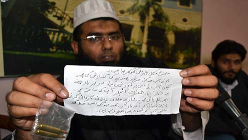 دھمکی آمیز خط کیساتھ گولیاں بھیجنے والوں کیخلاف کارروائی کا مطالبہ
