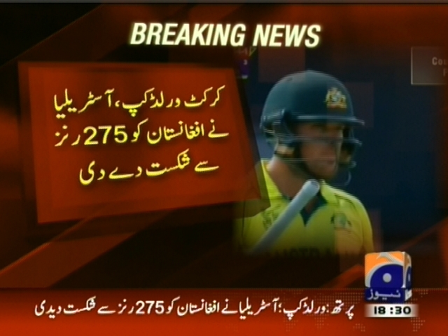 Australia Beat Afghanistan– Breaking News – Geo