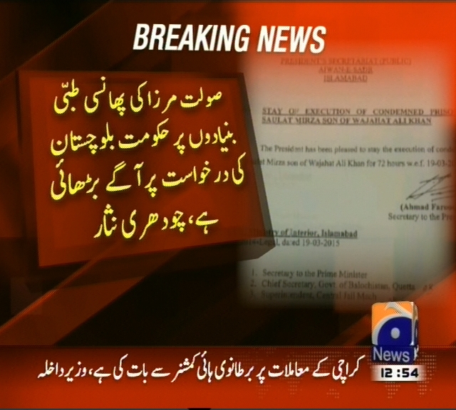 صولت مرزا کی پھانسی طبی بنیادوں پر آگے بڑھائی ہے، چوہدری نثار
