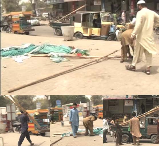 کراچی : کریم آباد میں نامعلوم افراد پی ٹی آئی کیمپ سے سامان اٹھا کر لے گئے