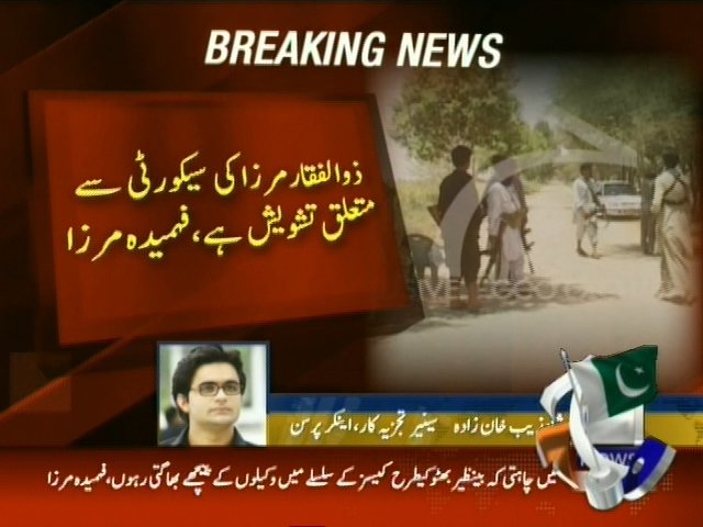 ذوالفقار مرزا کی سیکورٹی سے متعلق تشویش ہے، فہمیدہ مرزا
