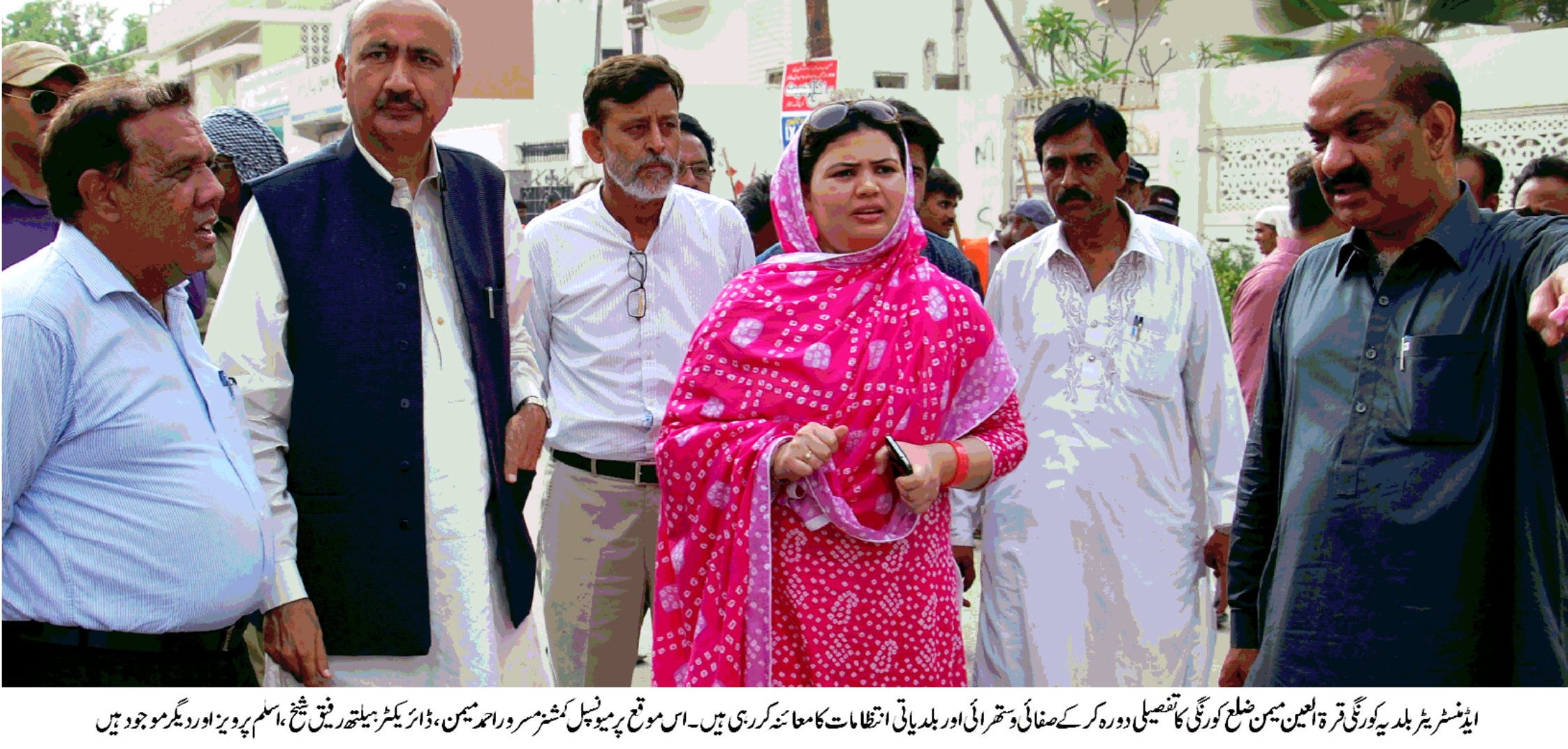 قرة العین میمن کا ضلع کورنگی میں صفائی و ستھرائی کے انتظامات کے جائزے کے لئے مختلف علاقوں کا دورہ