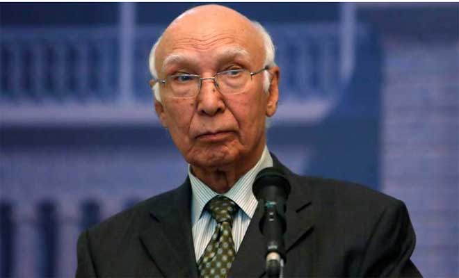 پاکستان مسئلہ کشمیر کا منصفانہ حل چاہتا ہے: سرتاج عزیز