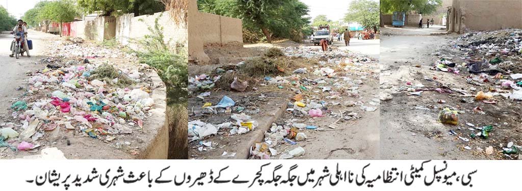 شہر میں جگہ جگہ گندگی کے ڈھیر طلباء و طالبات سکول جانے میں دشواری کا سامنا