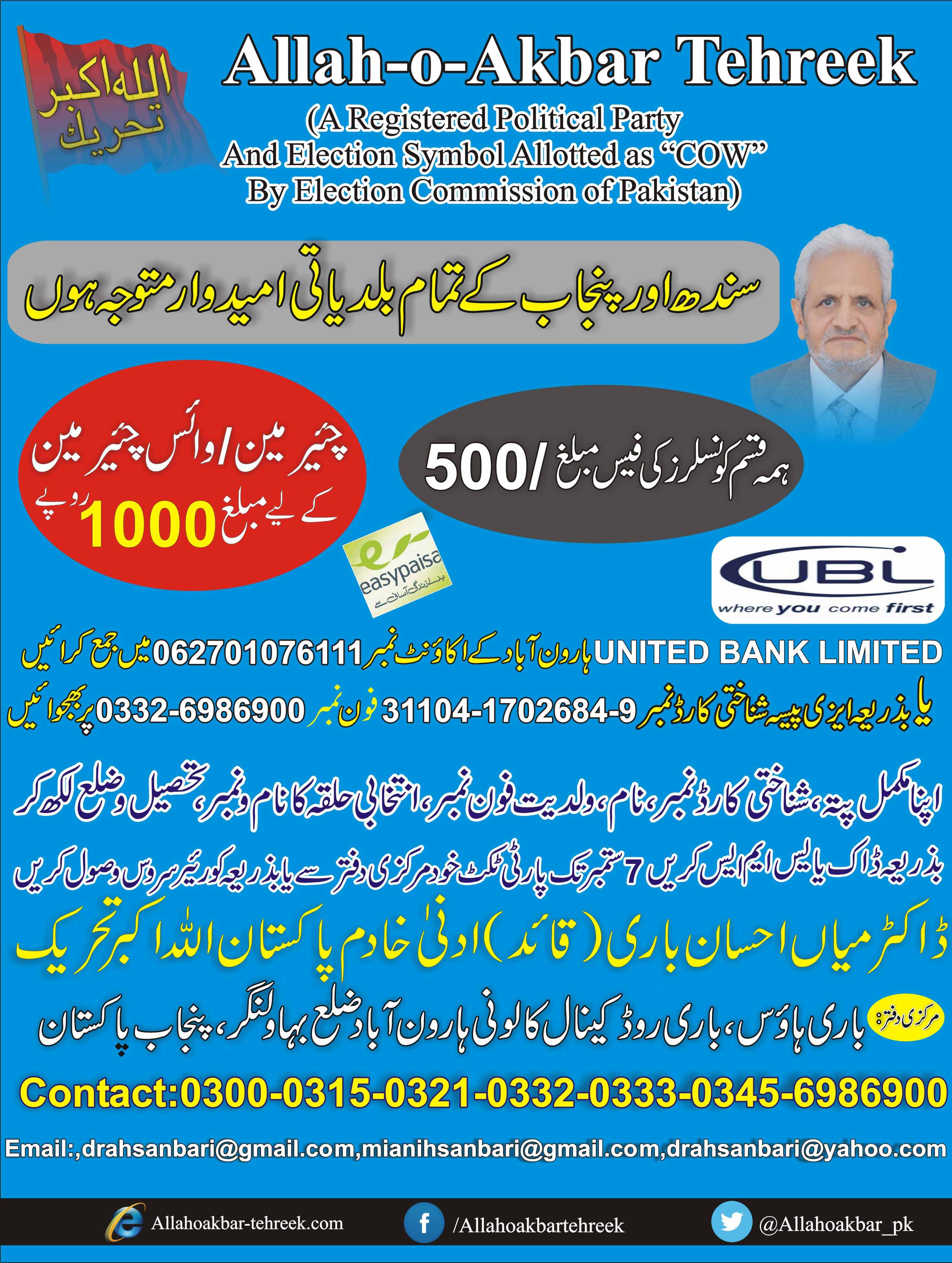 سندھ اور پنجاب کے تمام بلدیاتی امیدوار متوجہ ہوں