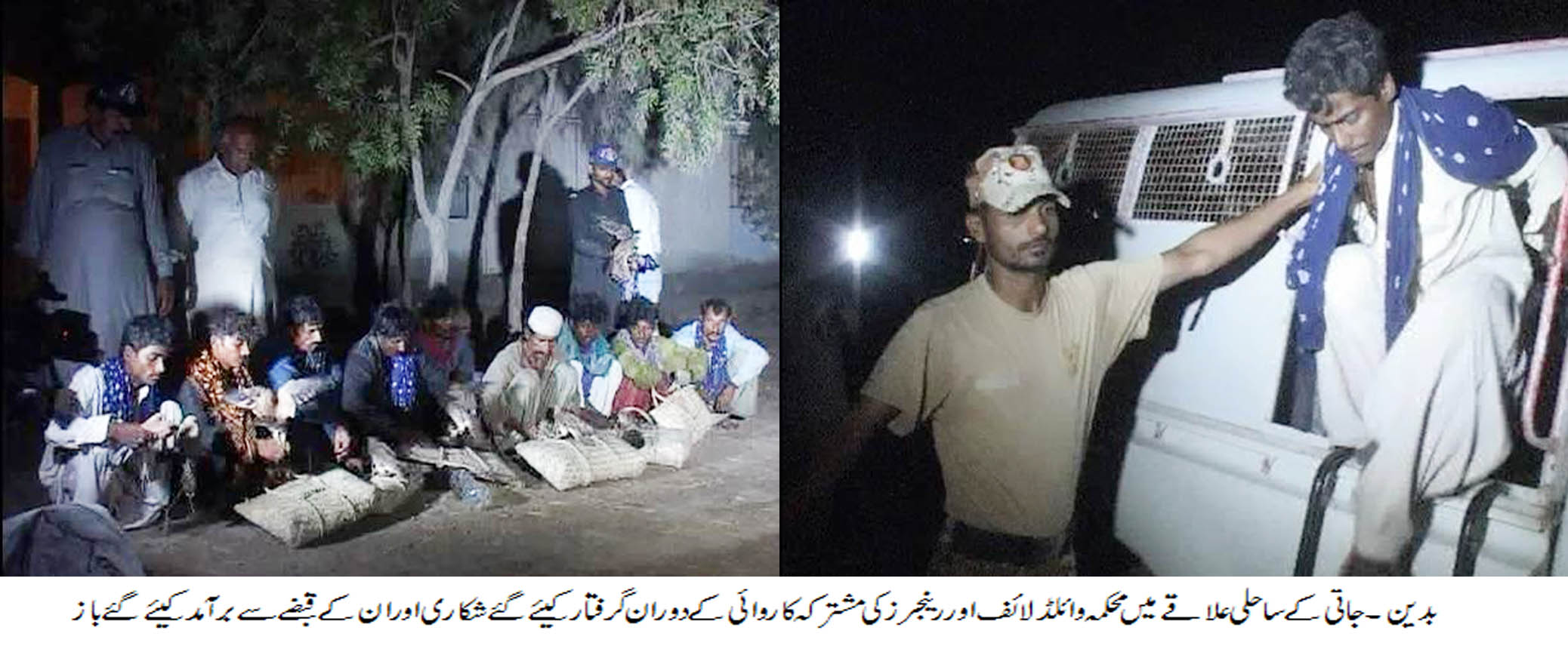 بدین رینجرز اور محکمہ وائلڈ لائف کی  ضلع سجاول کی تحصیل جاتی کے ساحلی علاقے میں مشترکہ کاروائی