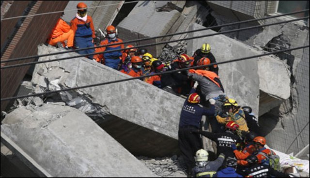 تائیوان زلزلہ : دوروز بعد ملبے سےدو افراد کو زندہ نکال لیا گیا