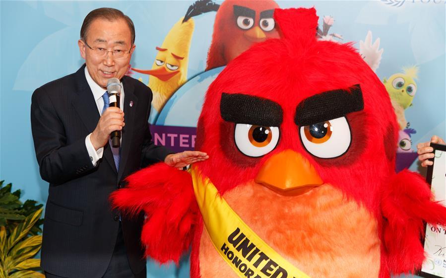 نیویارک میں فلم اینگری برڈز کا پریمیئر، بان کی مون کی شرکت