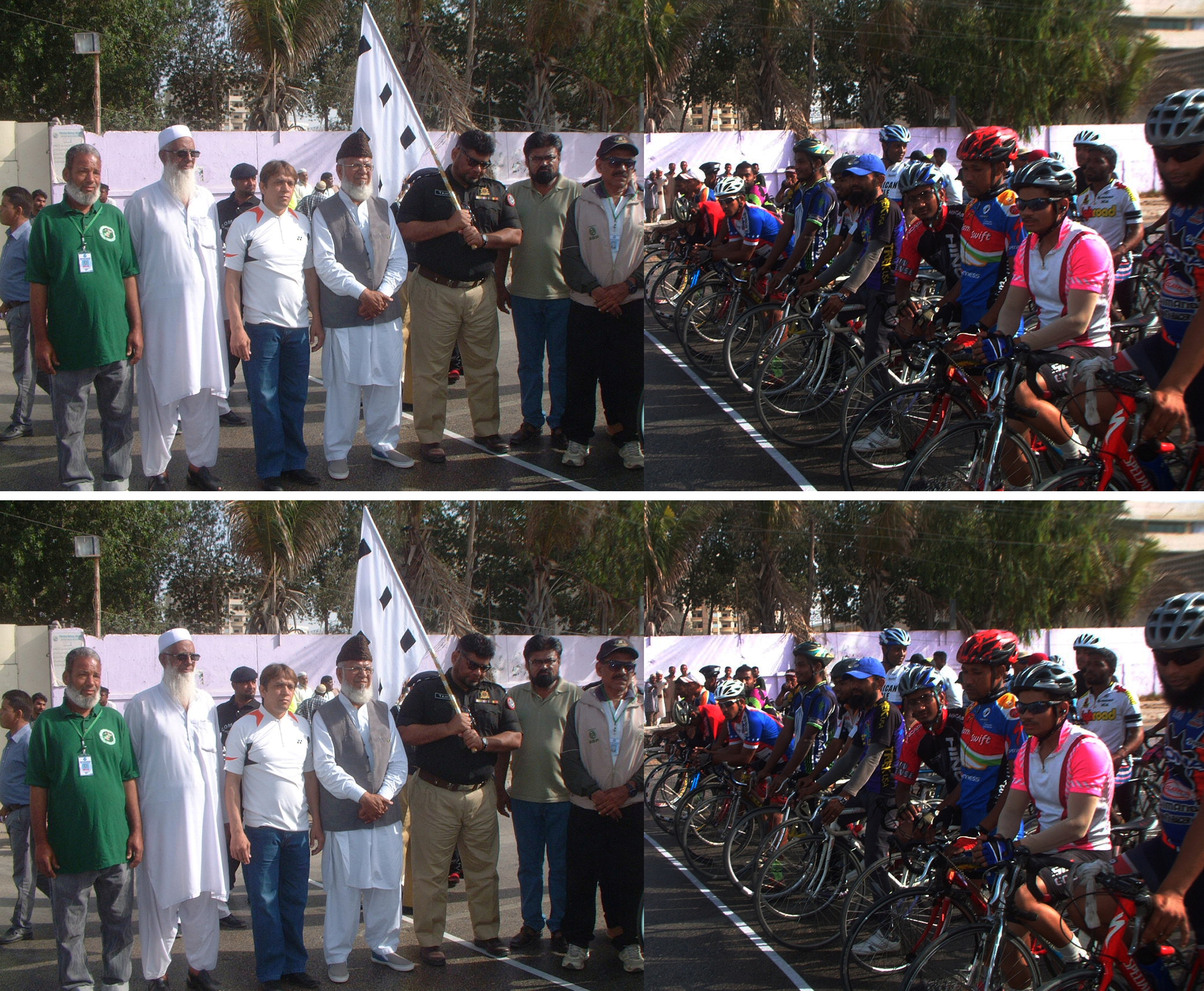 طاہر احمد نورانی فردوس اتحاد کے زیر اہتمام یوم پاکستان سایئکل ریس کا افتتاح کر رہے ہیں