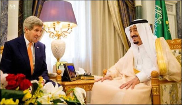 جان کیری کی  شاہ سلمان سے ملاقات، شام اور یمن بحران پر تبادلہ خیال
