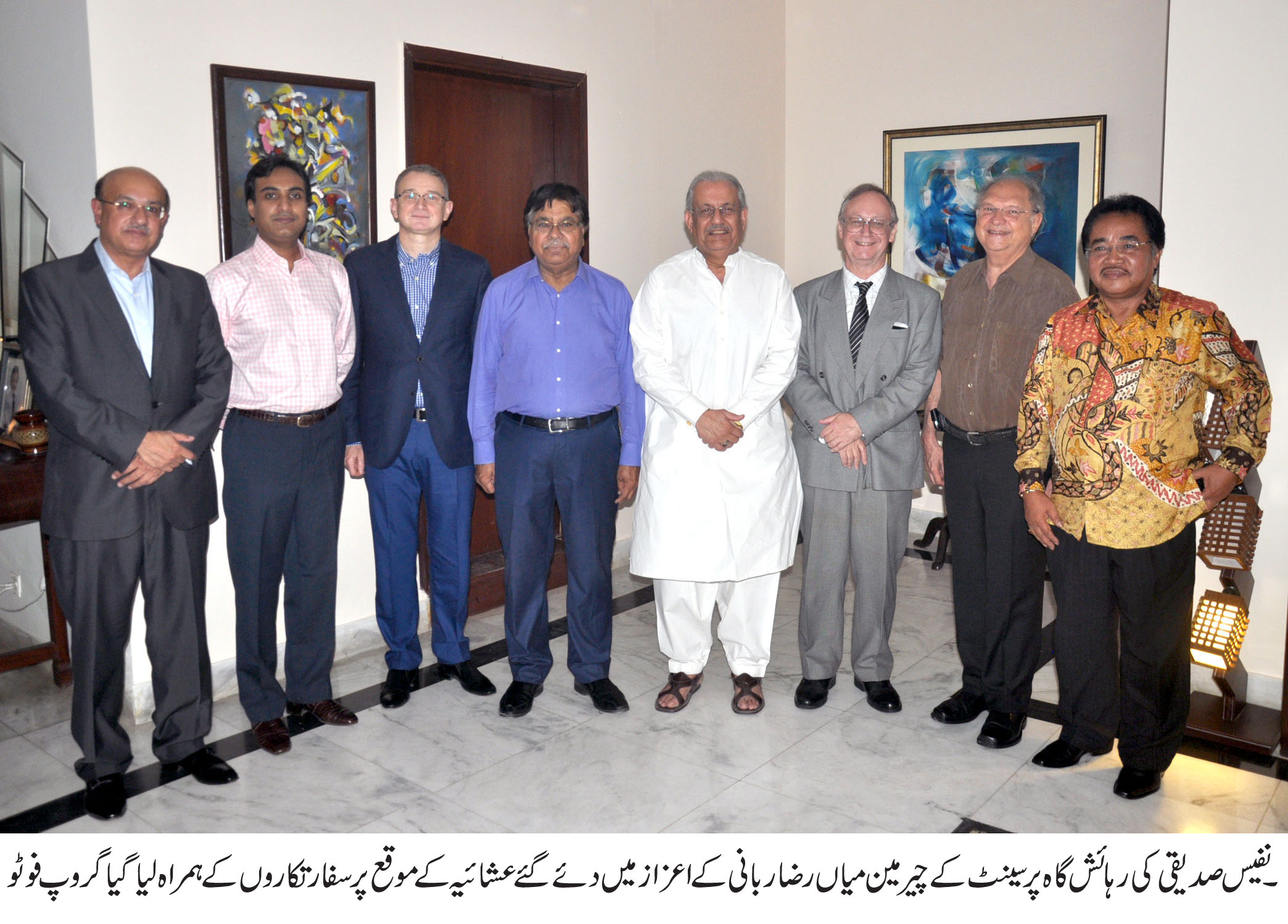 نفیس صدیقی کی رہائش گاہ پر سینٹ کے چیرمین رضا ربانی کے اعزاز میں عشائیہ