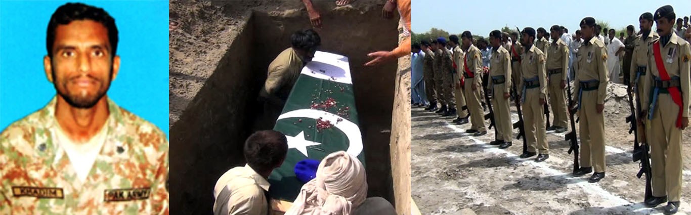 شہید پاک فوج کے جوان خادم حسین ابڑو فوجی اعزاز ساتھ دادو میں سپرد خاک