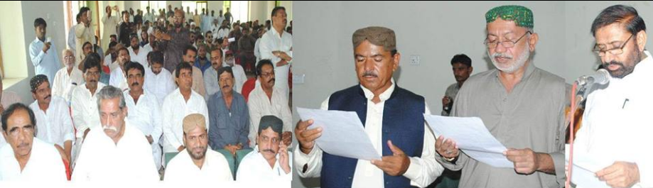 ضلع کونسل بدین کا چیئرمین منتخب ہونے والے میئر اصغر ہایلپوٹہ نے حلف اٹھا لیا