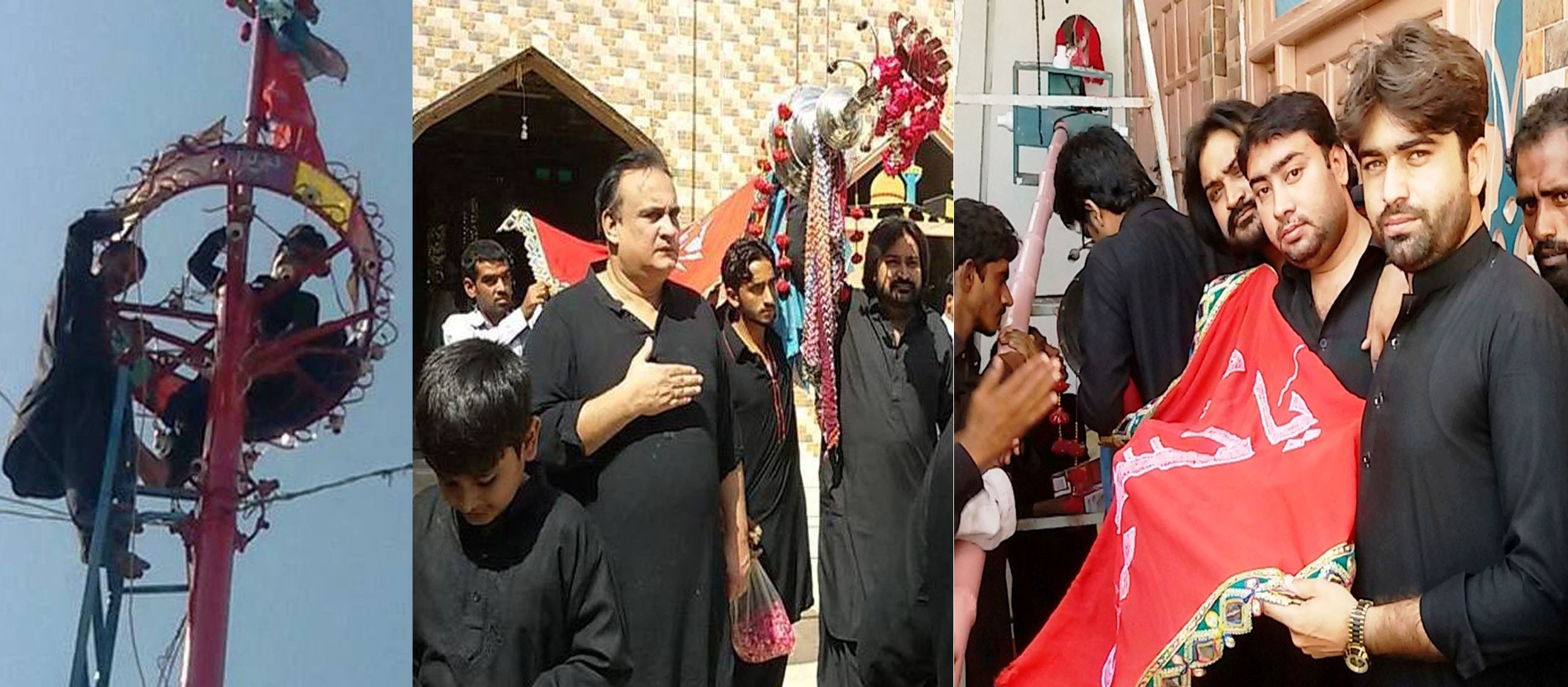 خیرپور ناتھن شاہ میں علمدار چوک پر پرچم عباس قائم کر دیا گیا