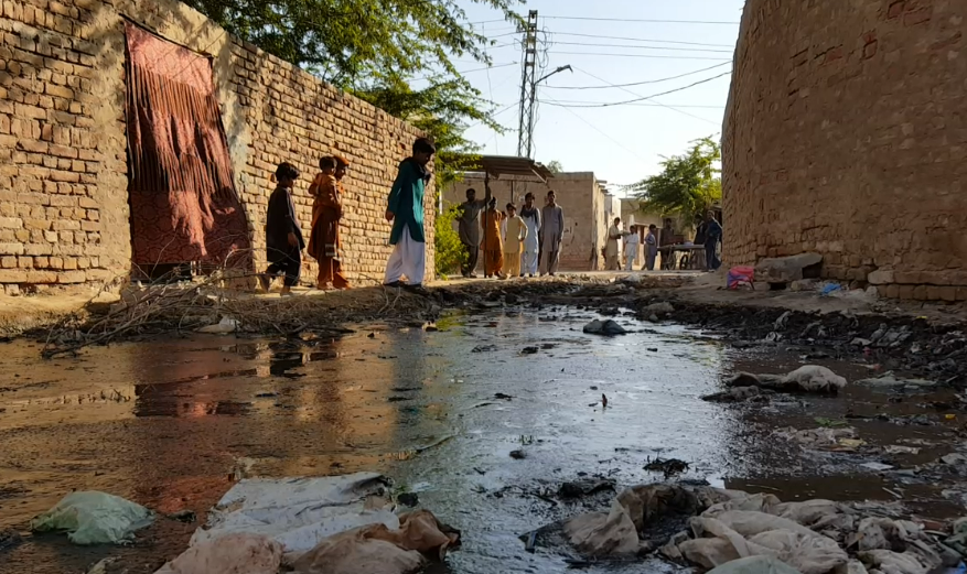 بدین شہر کے وارڈ نمبر سات کی گلیاں گندے پانے کے جوہڑوں میں تبدیل ہونے لگی