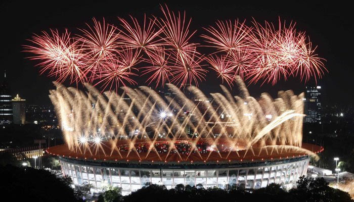 رنگا رنگ افتتاحی تقریب میں 18ویں ایشین گیمز کا جکارتہ میں آغاز