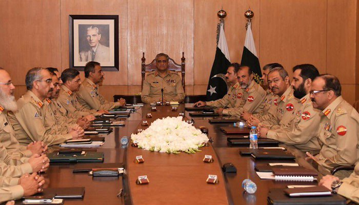 کورکمانڈرز کانفرنس: ریاستی اداروں کی حمایت جاری رکھنے کے عزم کا اظہار