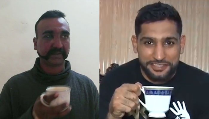 فنٹاسٹک ٹی، باکسر عامر کا ابھی نندن کا نام لیے بغیر چائے پکڑ کر بھارت پر طنز