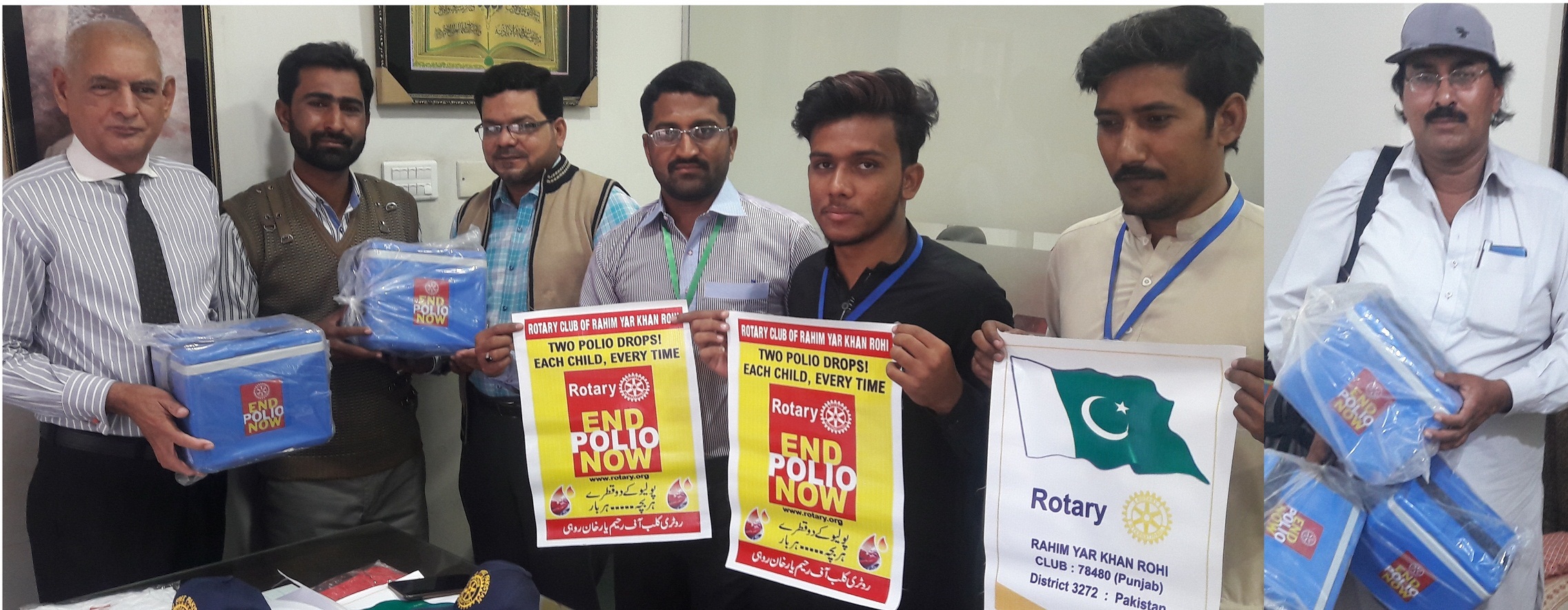 روٹری پاکستان پولیو کمیٹی کے عہدیدار ممتاز بیگ، سید رضا حسین، ناصر جان سپروائزر و دیگر کا پولیو ورکرز کے ہمراہ گروپ فوٹو