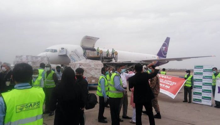 کورونا کی روک تھام: چین سے مزید 14 ٹن سامان پاکستان پہنچ گیا