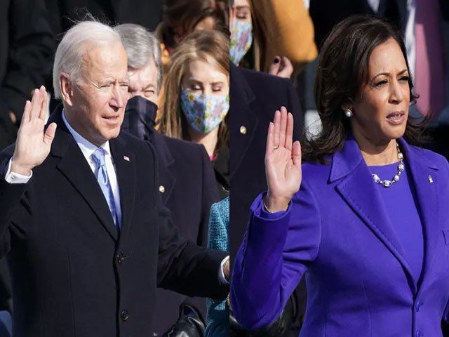 جوبائیڈن امریکا کے معمر ترین صدر اور کملا ہیرس پہلی خاتون نائب صدر بن گئیں