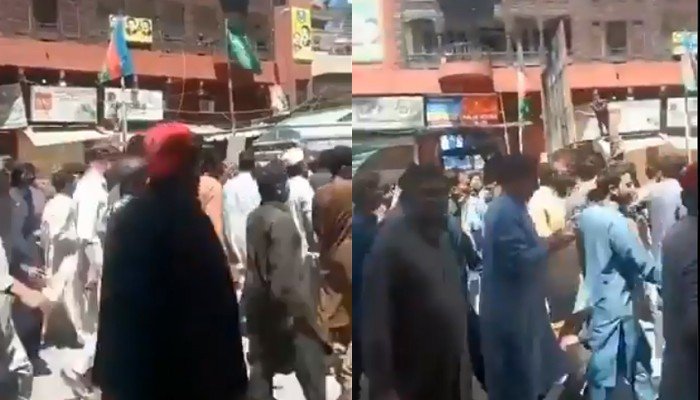 راولپنڈی میں لال حویلی کے باہر تاجروں کا احتجاج